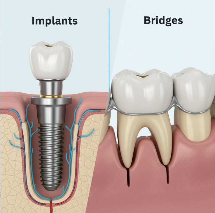 Dental Implants vs Bridges